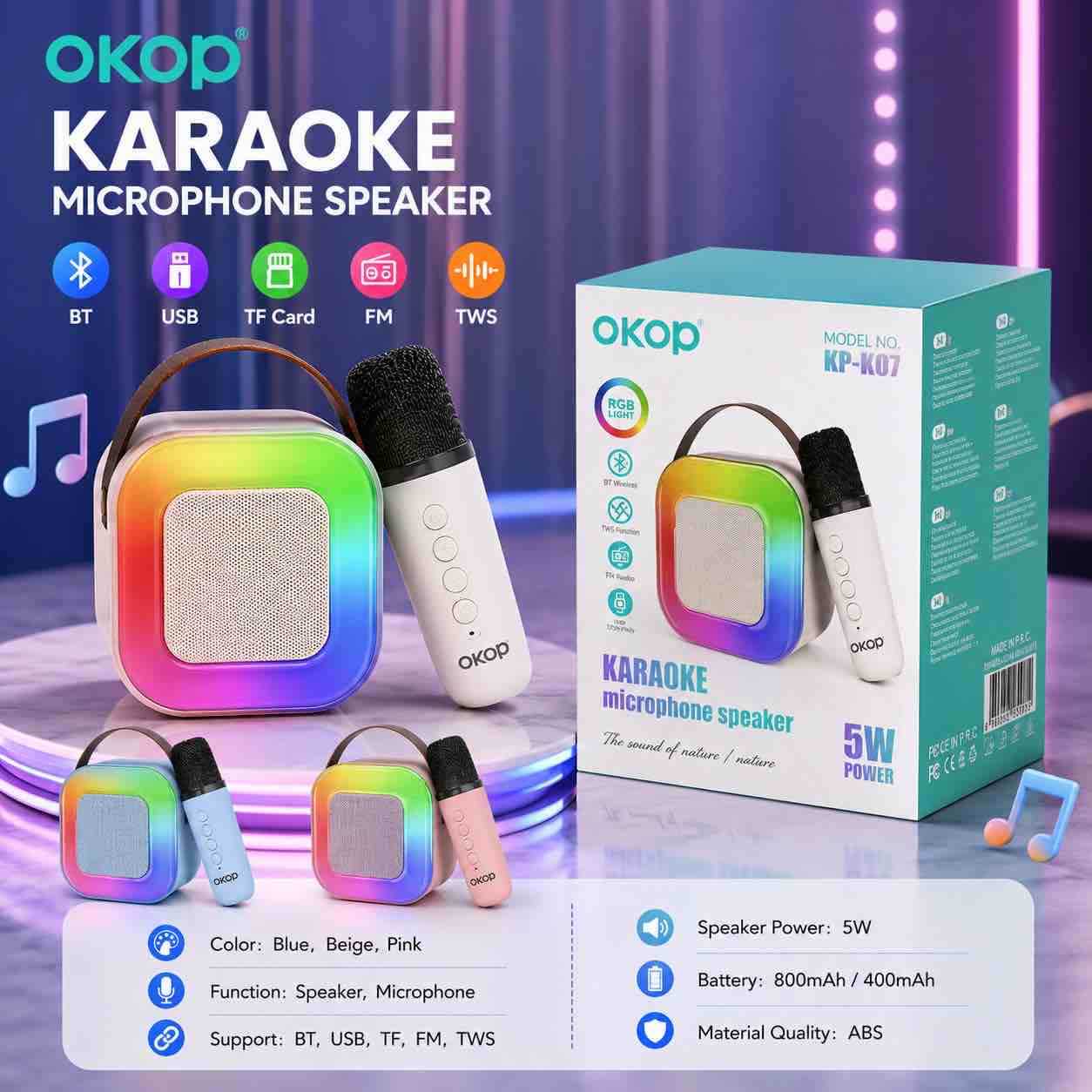Karaoke Bluetooth zvučnik s bežičnim mikrofonom i RGB svjetlom