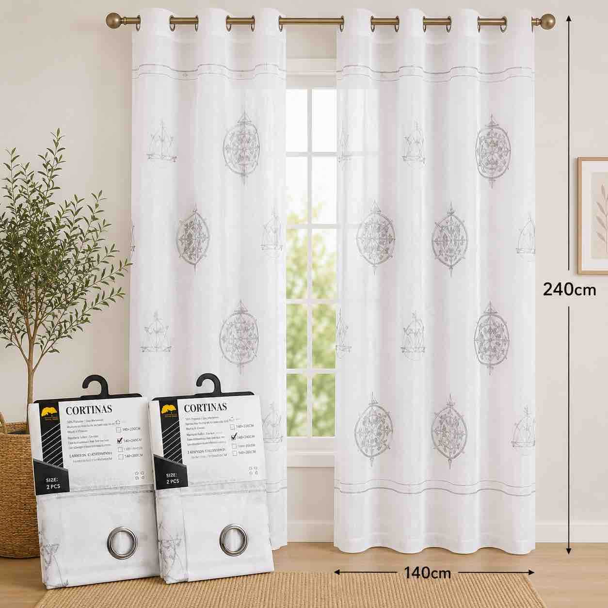 Bijela zavjesa sa ringlama 140x240 cm (set 2 kom)
