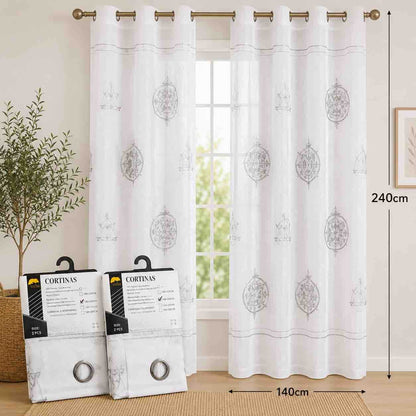 Bijela zavjesa sa ringlama 140x240 cm (set 2 kom)