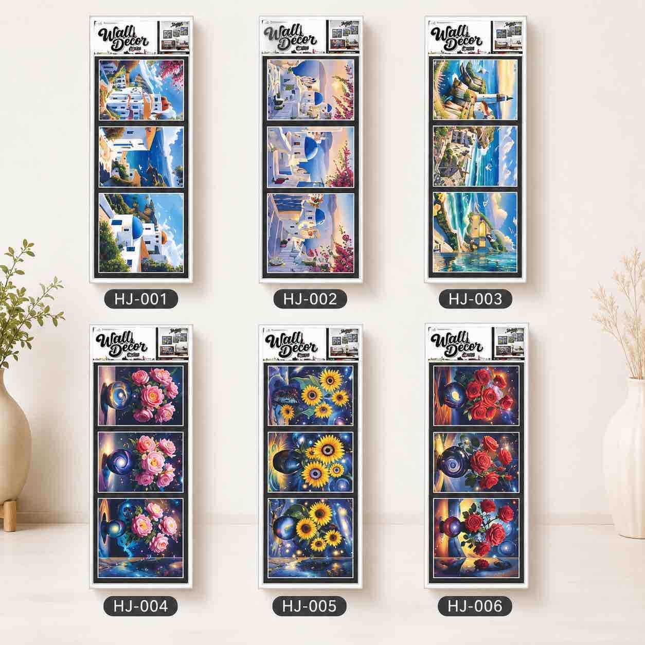 Set zidnih dekor naljepnica 25x55 cm — trostruki panel