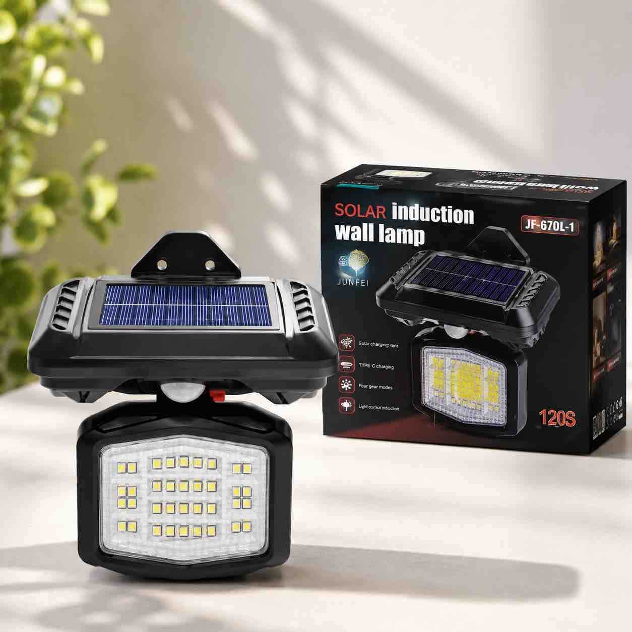 Solarna zidna lampa sa senzorom i podesivim reflektorom