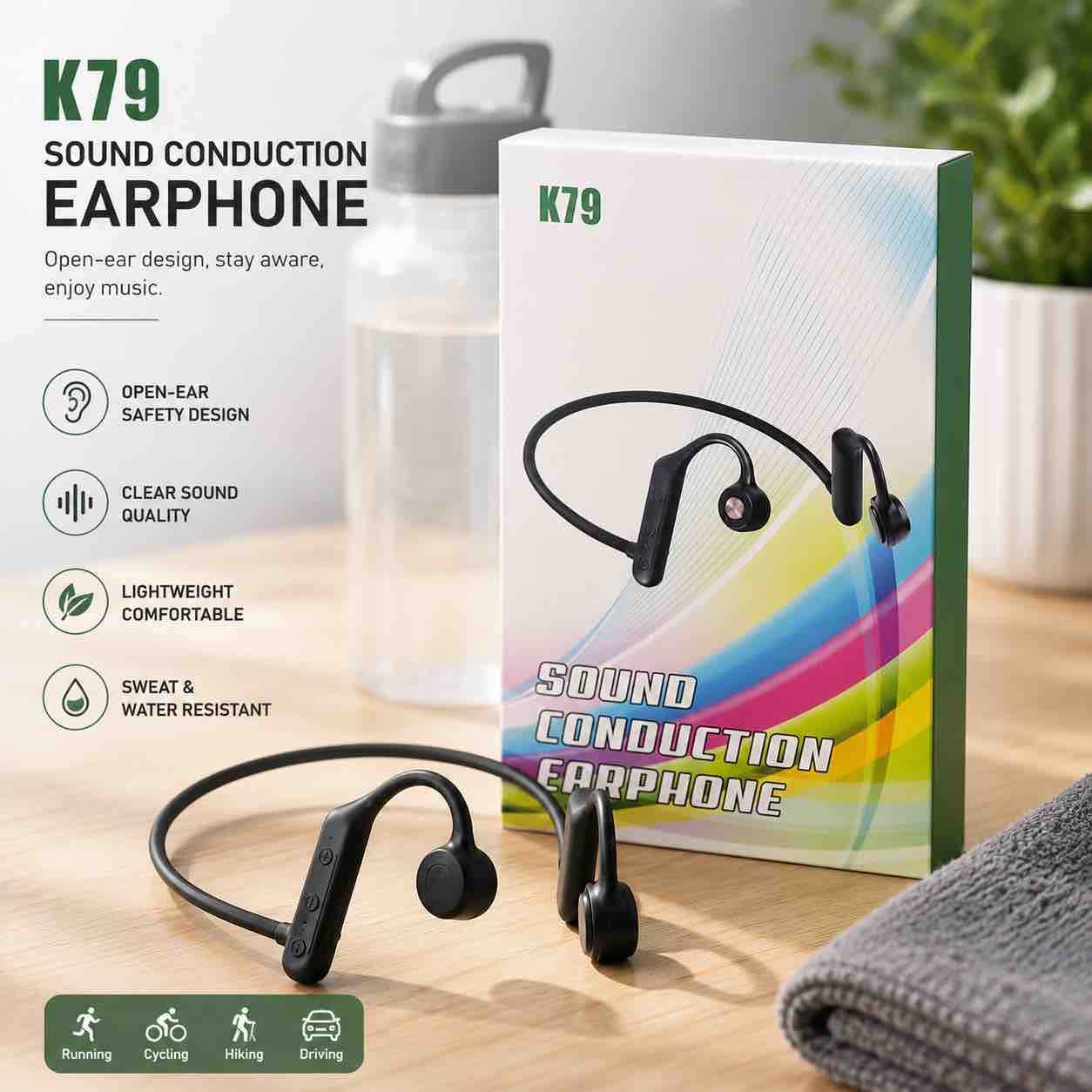 Bežične sportske open‑ear slušalice K79 (neckband)