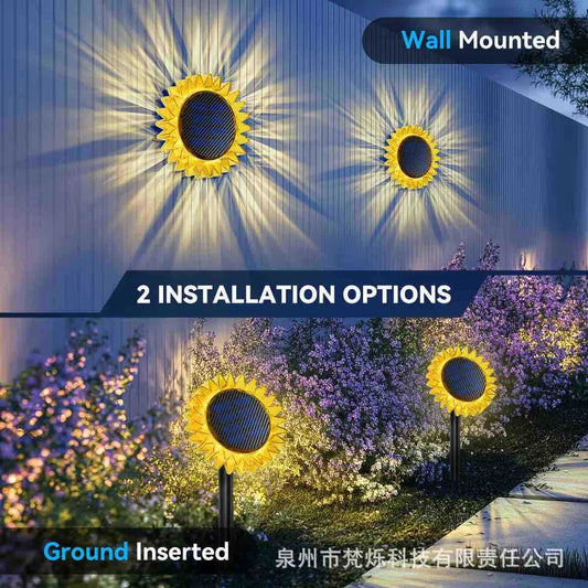 Solarna baštenska lampa suncokret — zidna ili za zemlju