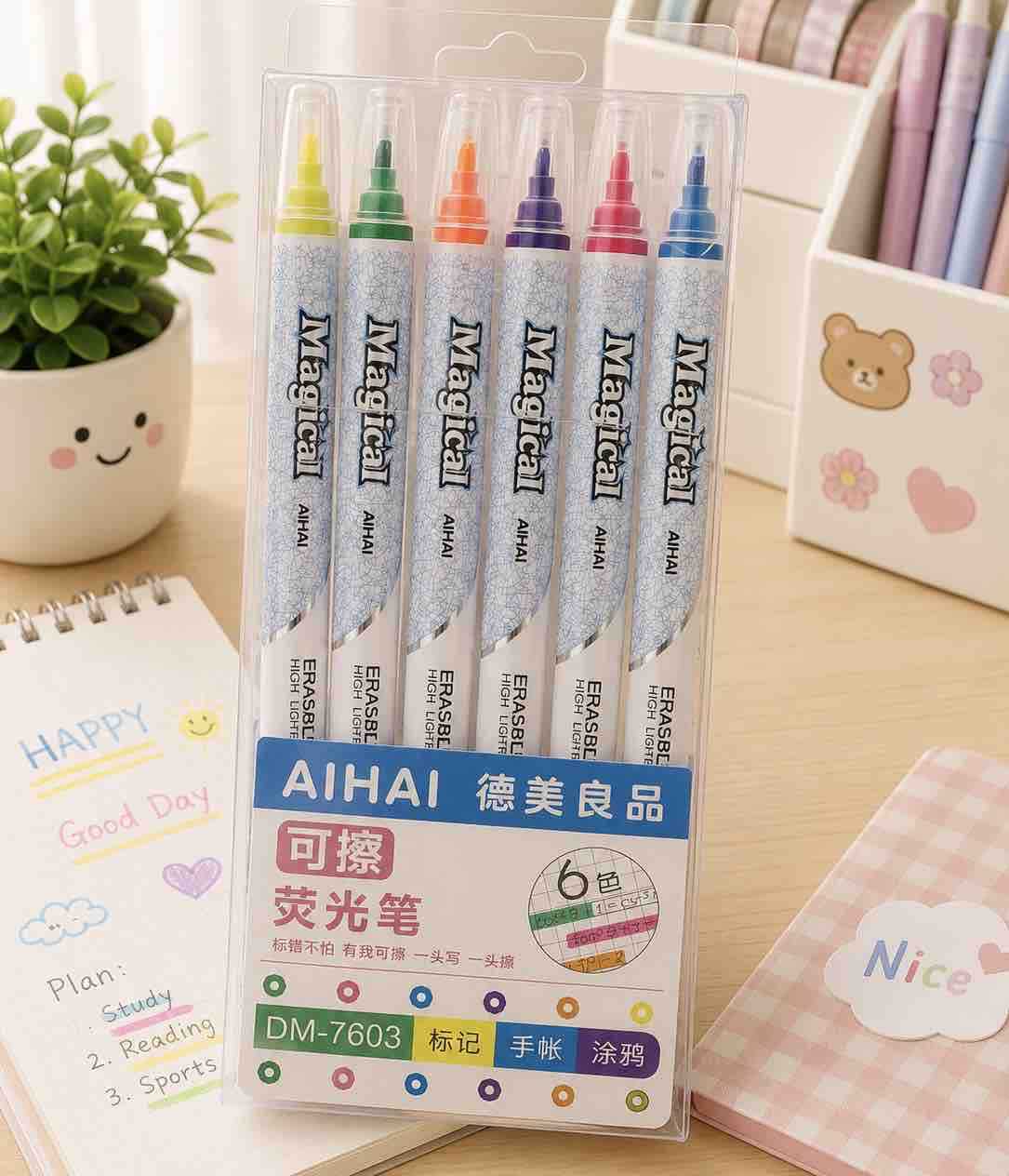 Set bjeljivih/izbrisivih marker highlightera 6/1 - pastelne boje