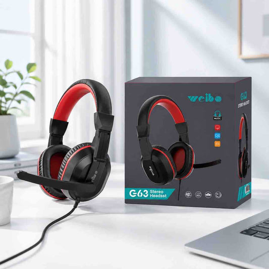 Žične over-ear slušalice sa mikrofonom G-63 (crno/crvene)