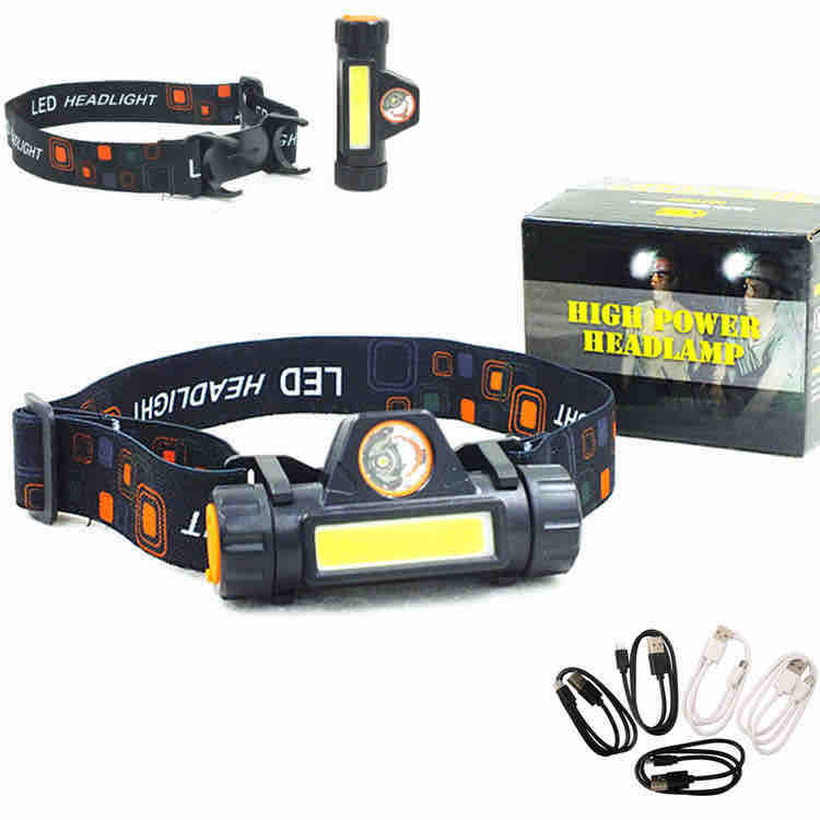 LED USB čelna lampa sa dvostrukim izvorom (COB + Q5)