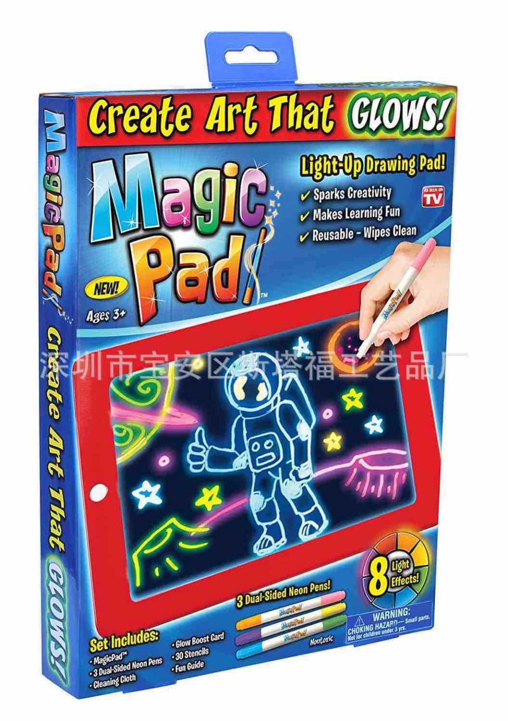 Dječija svjetleća tabla za crtanje (Magic Pad) sa neonskim markerima