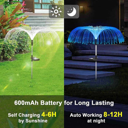 Solarne dekorativne baštenske lampe — set 2 kom (kišobran od optičkih vlakana, 7 boja)