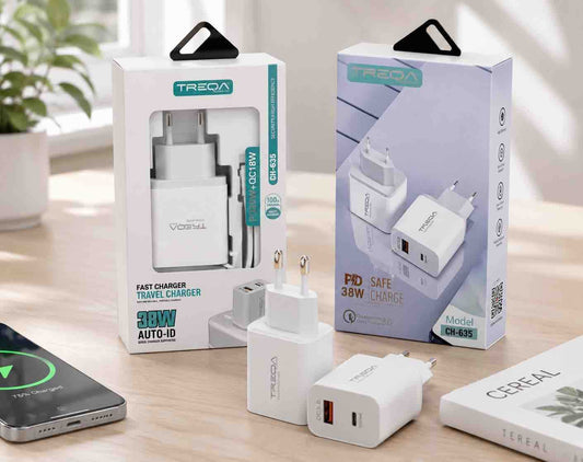 Kompaktni USB zidni punjač 38W (USB-C + USB-A) sa Type‑C kablom