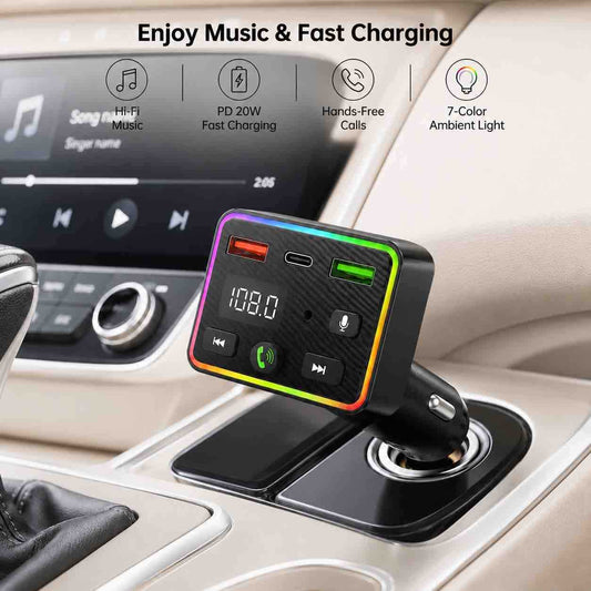 FM Bluetooth transmiter za auto sa USB-C i dvostrukim USB priključkom