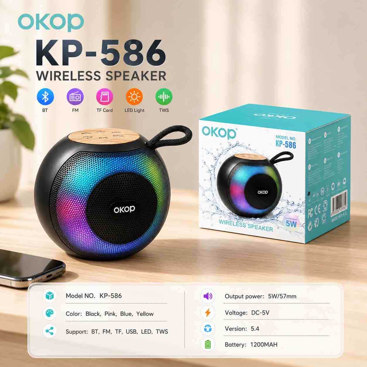 Prijenosni Bluetooth zvučnik s LED svjetlima i TWS funkcijom