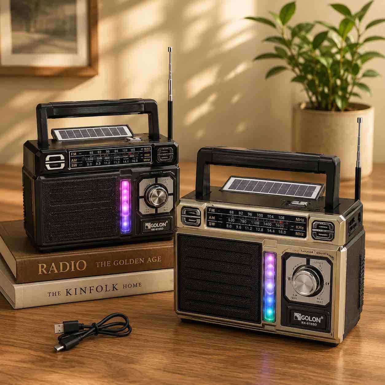 Prenosni radio sa solarnim panelom i LED svjetlom