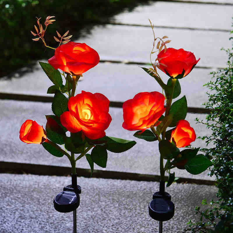 Solarna baštenska lampa – ruža, set 2 kom