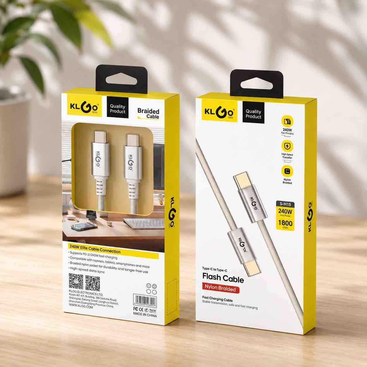 USB-C na USB-C pleteni kabl 1.8m, podrška do 240W