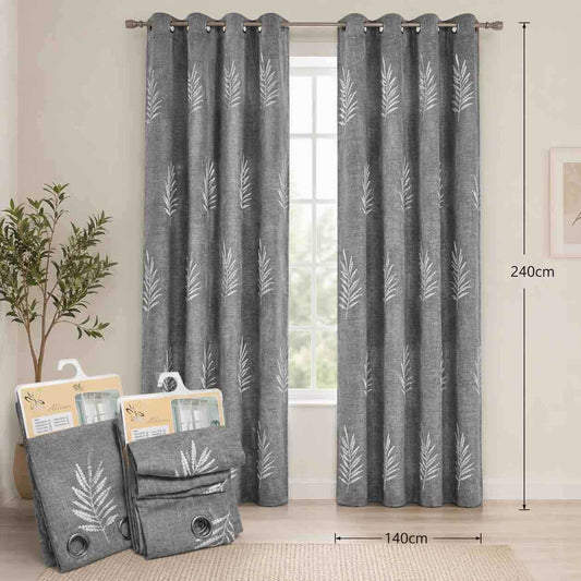 Zavjesa panel sa metalnim ringovima 140x240 cm — sivi dezen