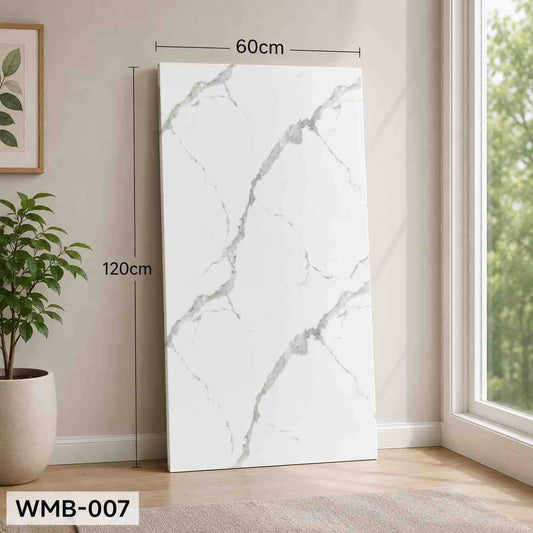 Naljepnica za zid / dekor panel 60 x 120 cm — bijeli mramorni dezen