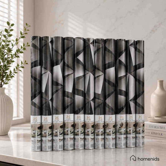 3D samoljepljiva tapeta rolna 5m x 45cm – geometrijski tamni dezen