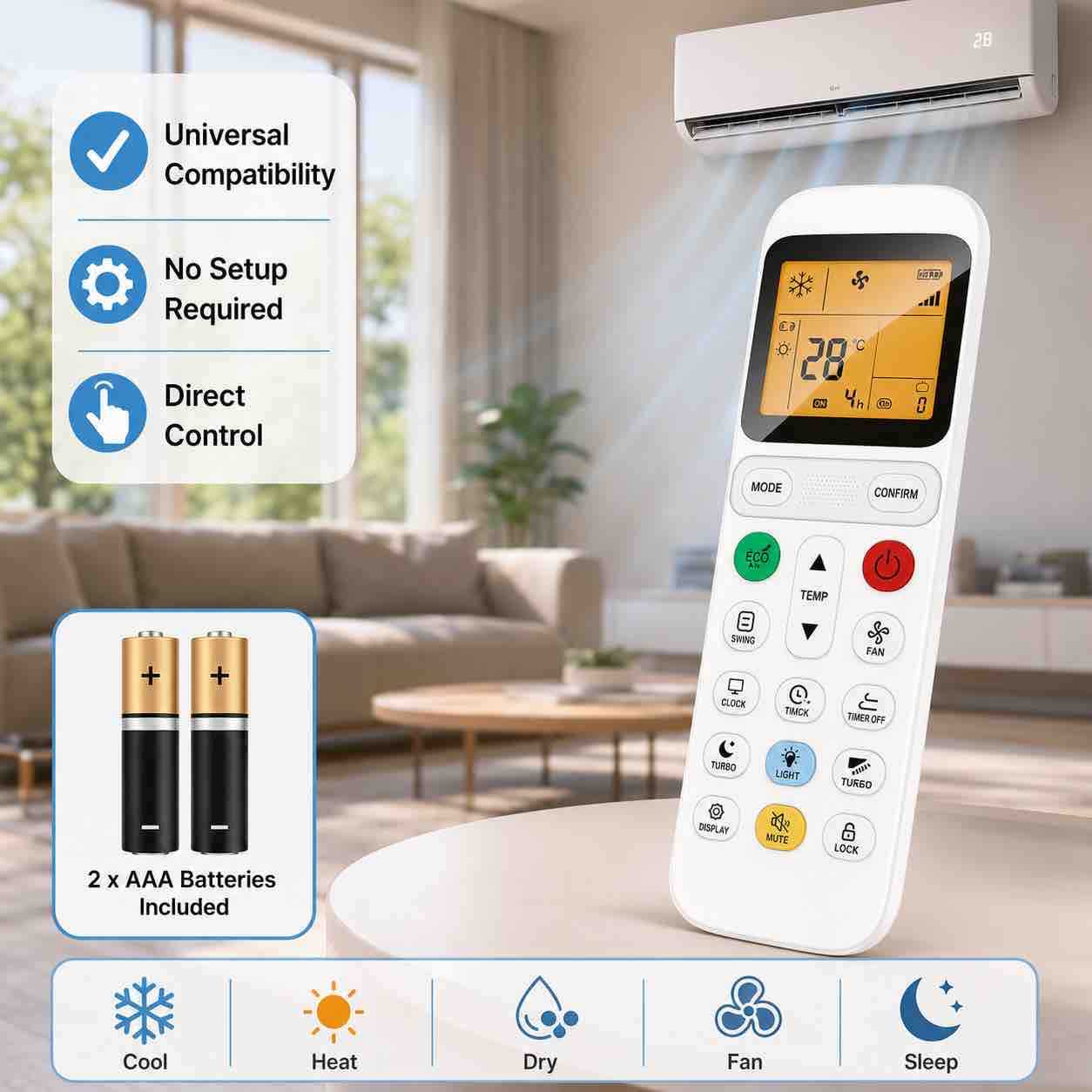 Univerzalni daljinski upravljač za klima uređaje sa LCD ekranom