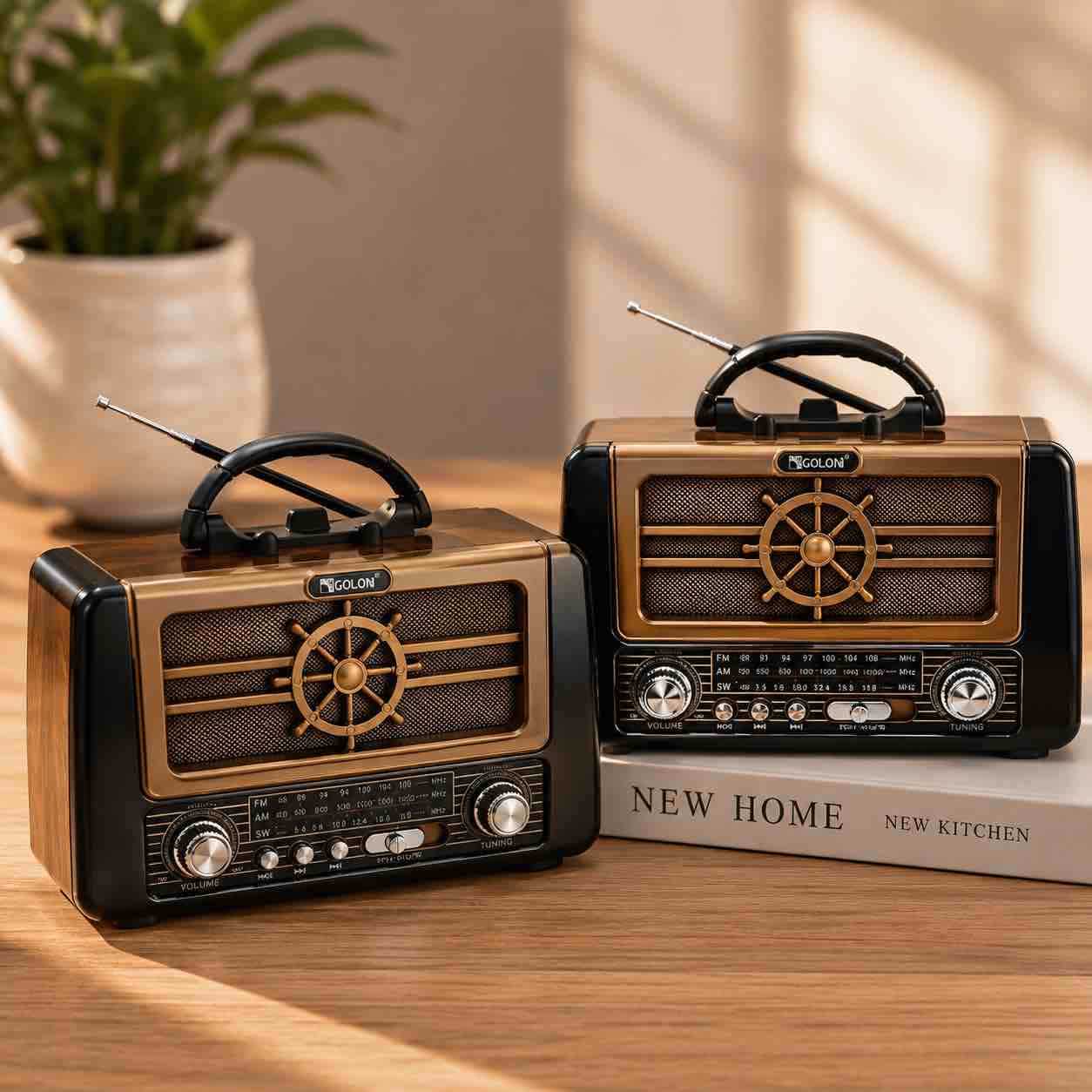 Retro prijenosni radio s Bluetoothom i držačem za mobilni
