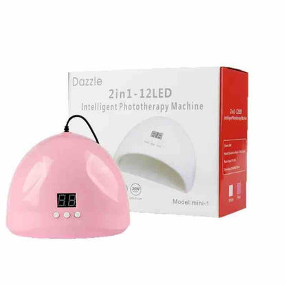 UV/LED lampa za nokte 12 LED, digitalni tajmer (roze)