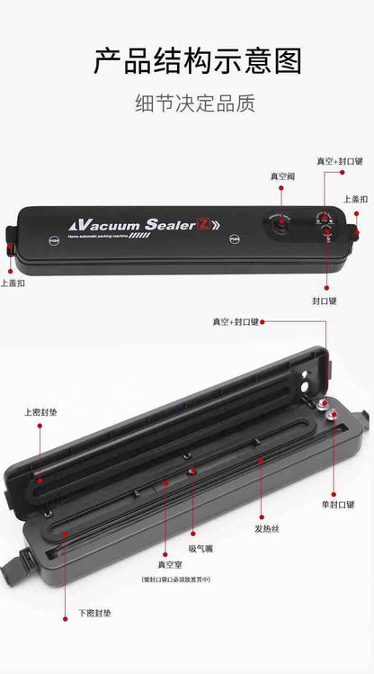 Kompaktni vakuum sealer za hranu – stolni, crni