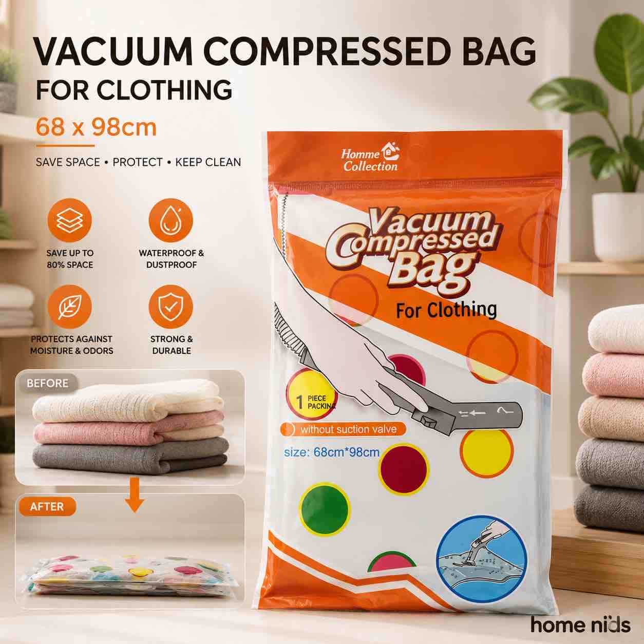 Vakumske vreće za odlaganje 68×98 cm — paket 12 kom