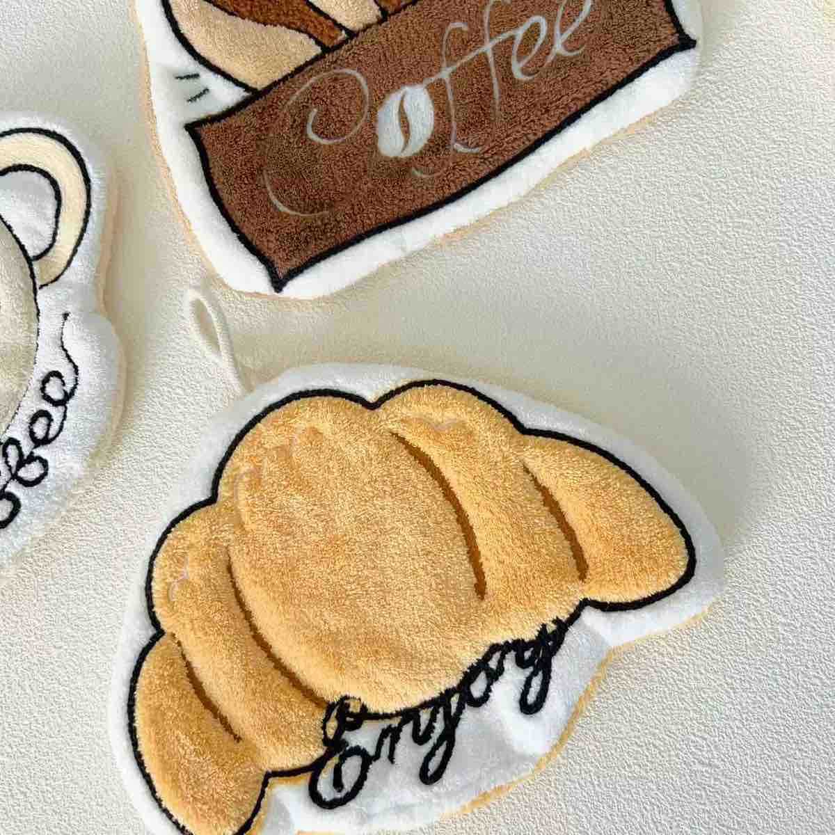 Set 4 viseće krpe/ručnici za ruke s motivom kafe i peciva
