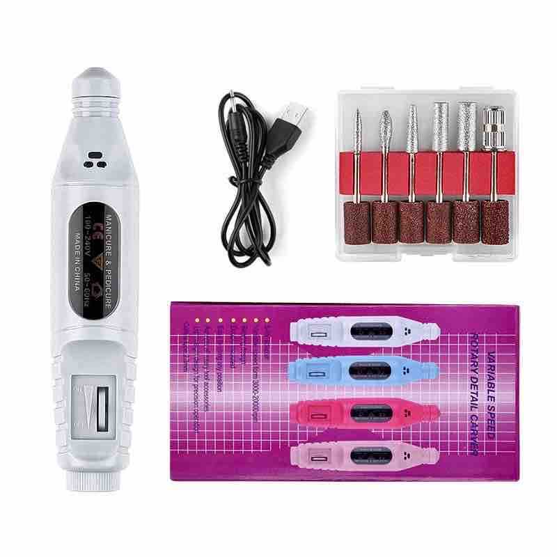 USB električna turpija za nokte - set sa nastavcima (roze)