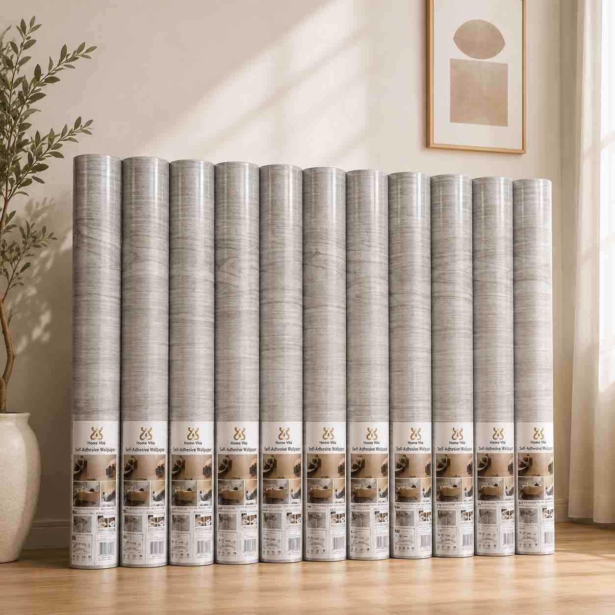 Samoljepljiva tapeta 2m x 45cm, tekstura svijetlo-sivog drveta