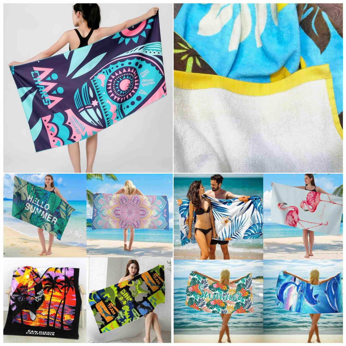 Plišani pamučni plažni peškir 70x140 cm - šareni dezen