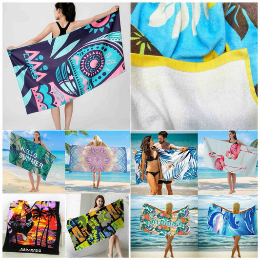 Plišani pamučni plažni peškir 70x140 cm - šareni dezen
