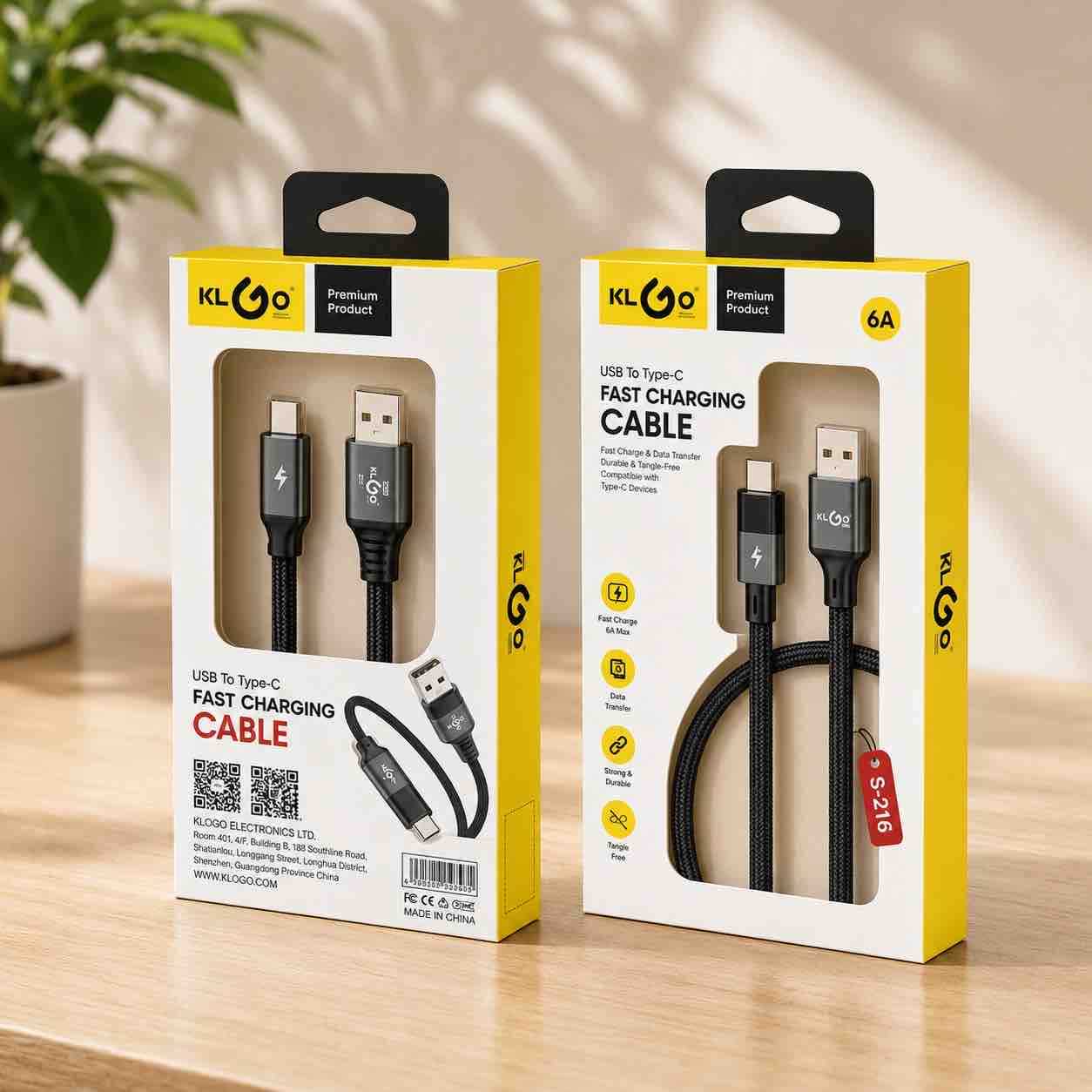 USB A na USB-C pleteni kabel za brzo punjenje (crni)