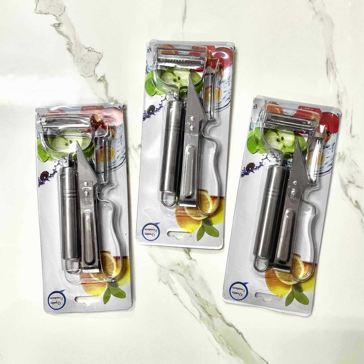 Kućni set za guljenje i sječenje voća/povrća 3u1 (inox izgled)