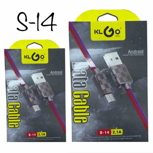 KLGO Micro‑USB podatkovni i punjački kabel S-14 (tkanica)