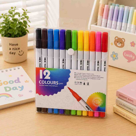 Set dvosmjernih flomastera 12 boja u pakovanju