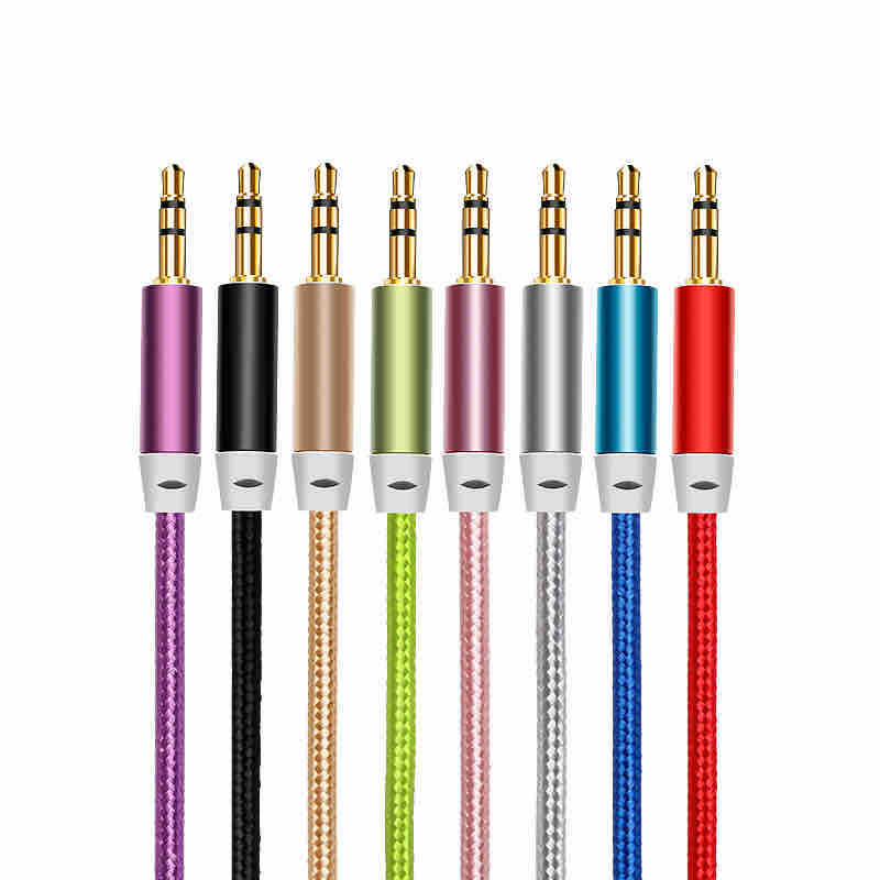 3.5 mm AUX kabel (muški–muški), pleteni, mix boja