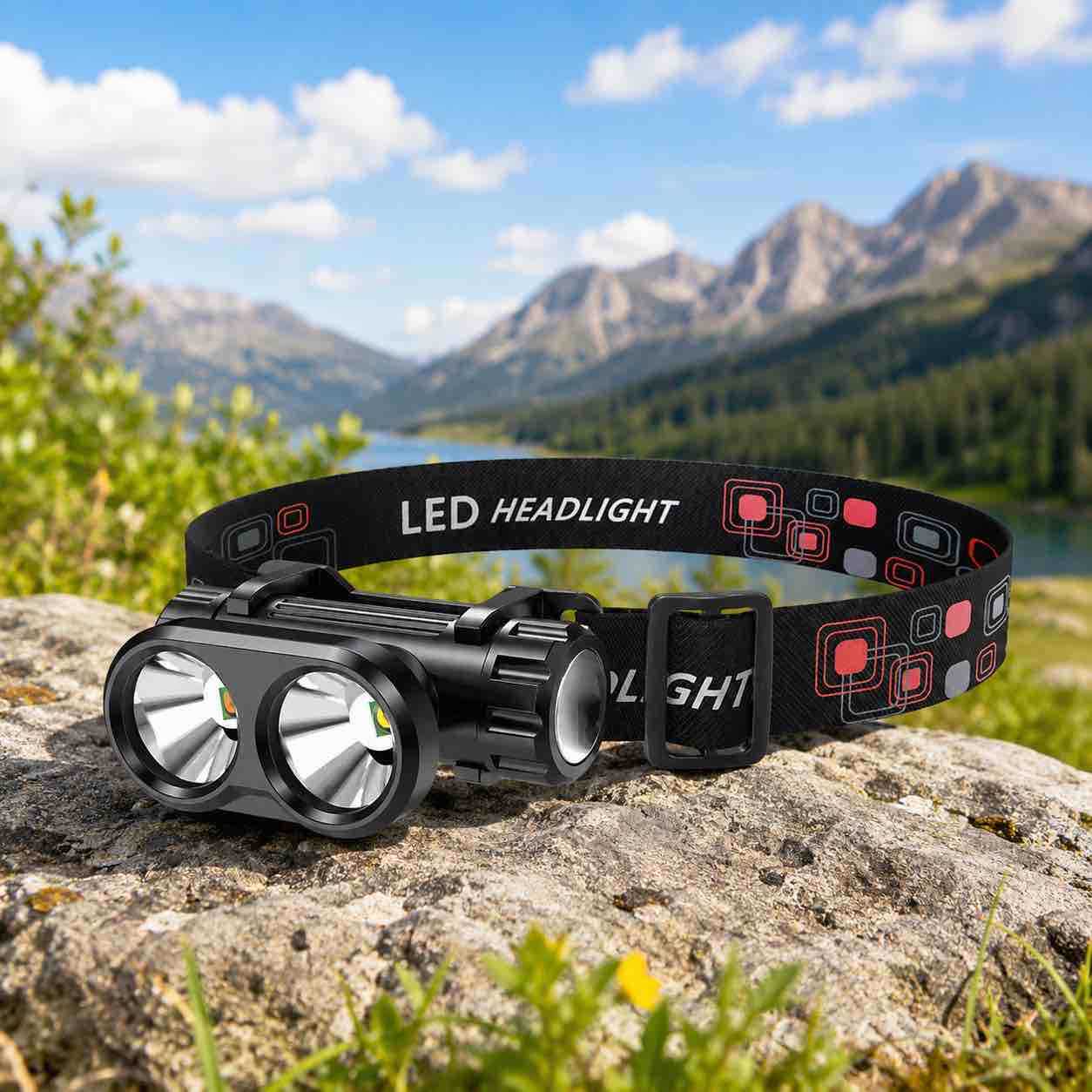 LED čelna lampa s dvostrukim LED reflektorom i podesivim trakama