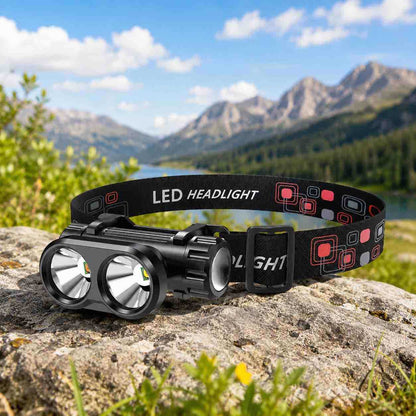 LED čelna lampa s dvostrukim LED reflektorom i podesivim trakama