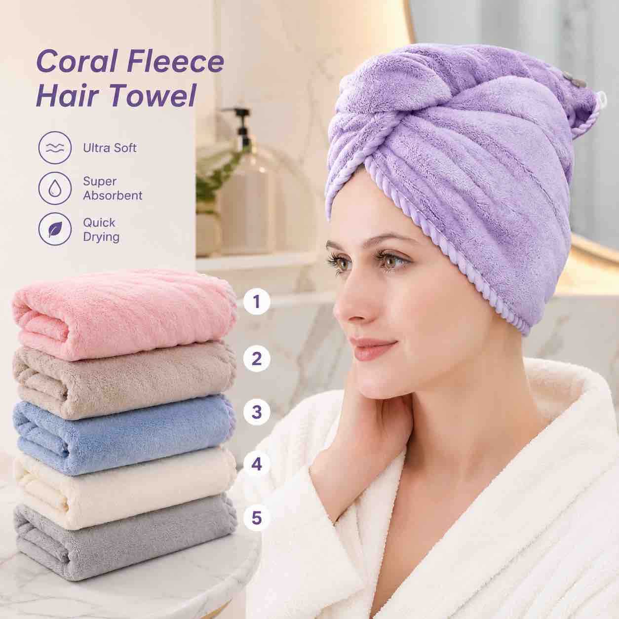 Turbant za sušenje kose od coral fleece