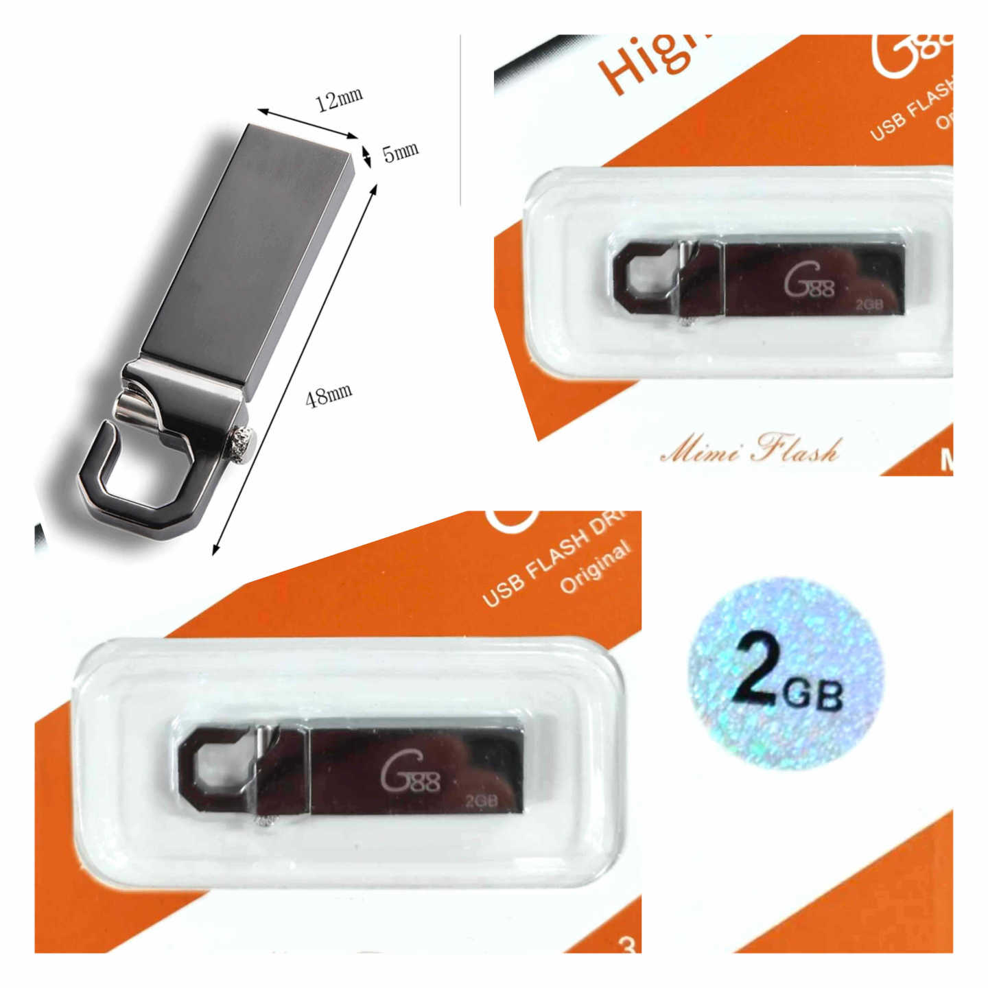 Metalni USB stick 2GB sa karabinom – kompaktni ključring