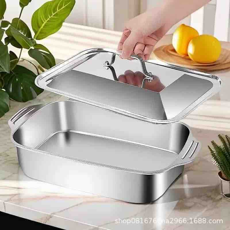 Pravokutna inox tepsija sa poklopcem 45x27x5 cm