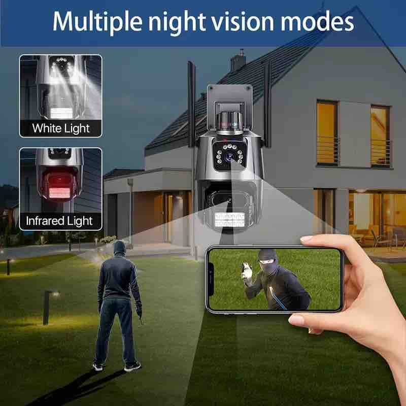 Wi‑Fi PTZ sigurnosna kamera sa dvije leće i noćnim osvjetljenjem (pan 355° / tilt 90°)