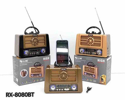 Retro prijenosni radio s Bluetoothom i držačem za mobilni