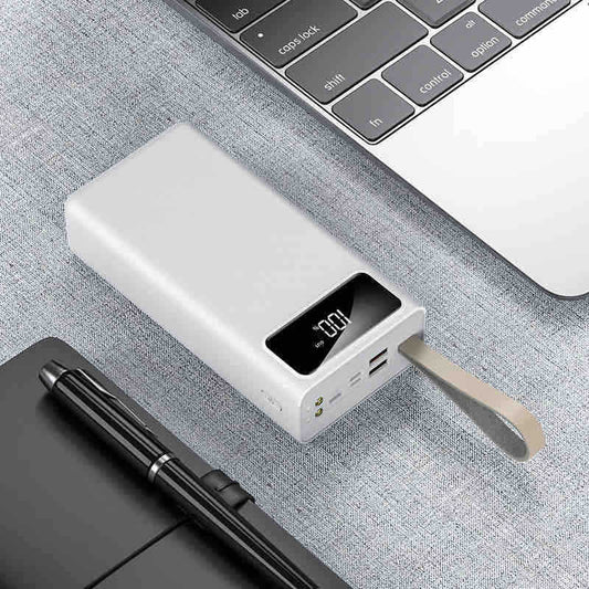 Prenosna baterija (powerbank) bijela sa LCD indikatorom i remenom