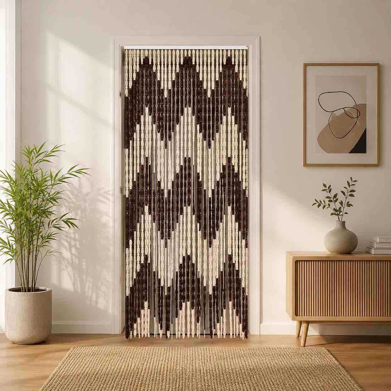 Dekorativna PVC zavjesa za vrata s perlama 120x200 cm — krem/smeđa