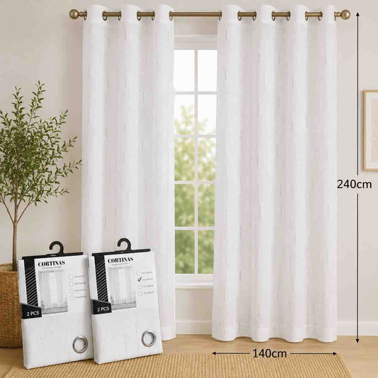 Zavjesa za prozor s ringlicama 140 x 240 cm (2 komada) – bijela