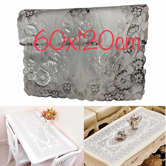 Srebrna dekorativna staza za sto 60 x 120 cm