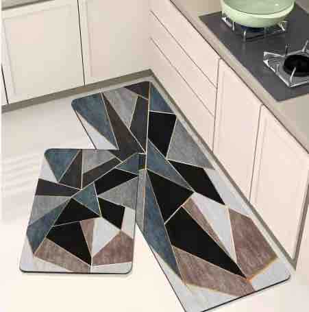 Set 2 kuhinjske prostirke (40x60 + 40x120 cm) s geometrijskim dezenom