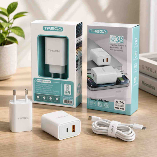 38W zidni punjač sa USB-C i USB-A izlazom (bijeli)
