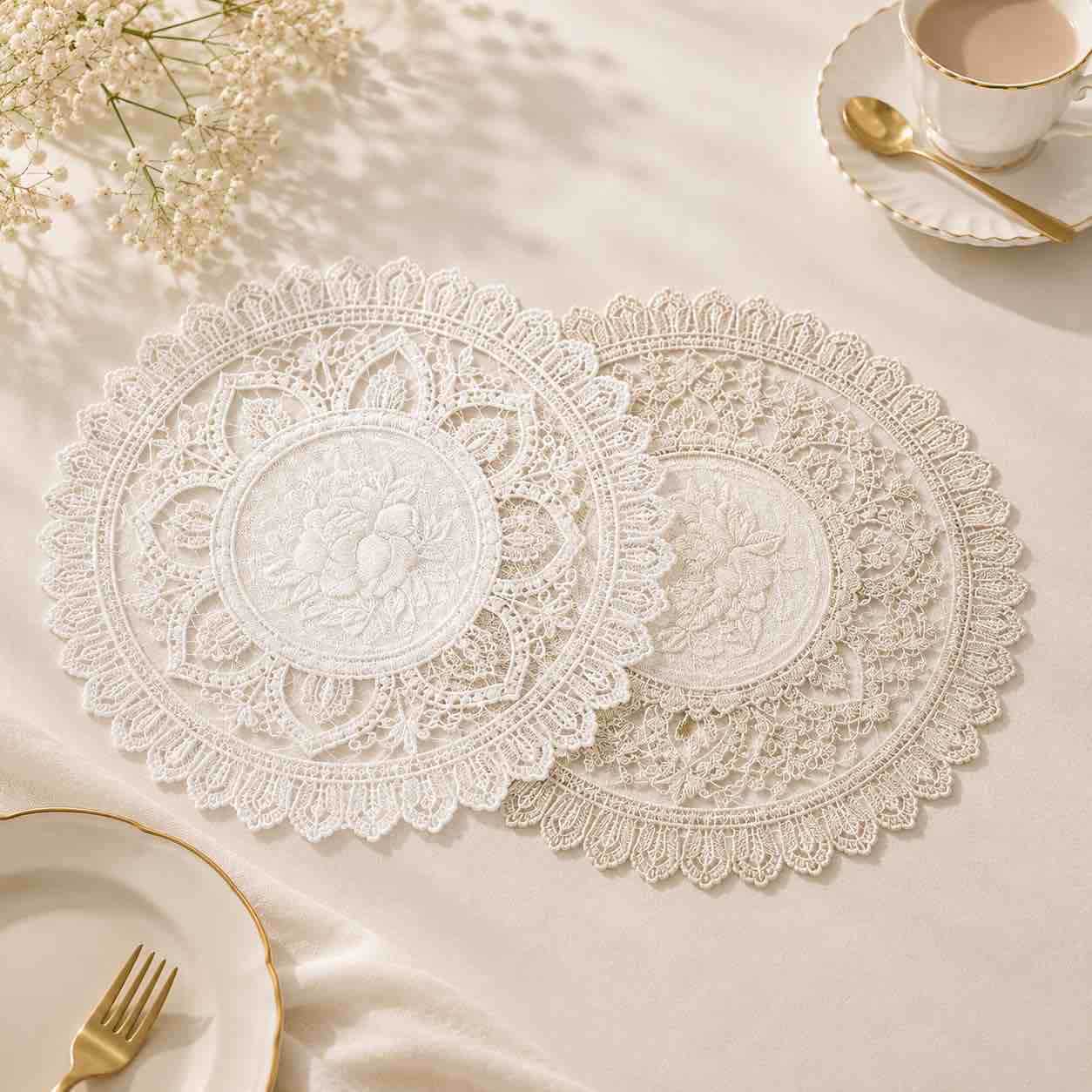 Okrugli vezeni podmetač / doily 40x40 cm